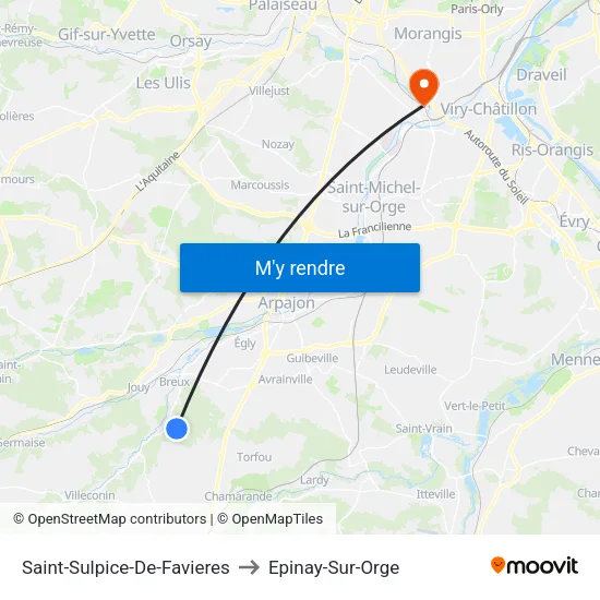 Saint-Sulpice-De-Favieres to Epinay-Sur-Orge map