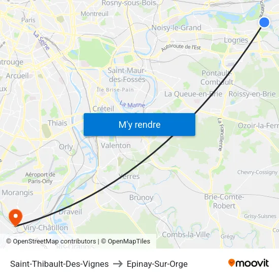 Saint-Thibault-Des-Vignes to Epinay-Sur-Orge map