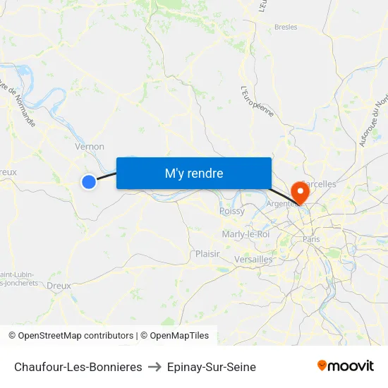 Chaufour-Les-Bonnieres to Epinay-Sur-Seine map