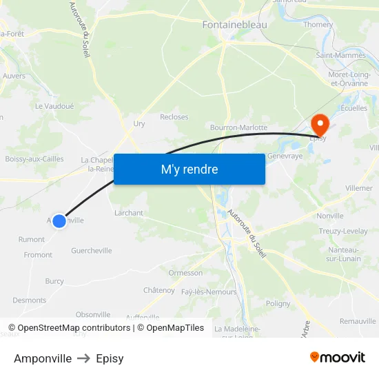 Amponville to Episy map