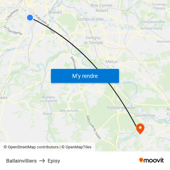 Ballainvilliers to Episy map
