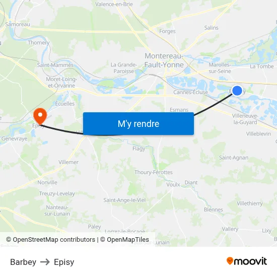Barbey to Episy map