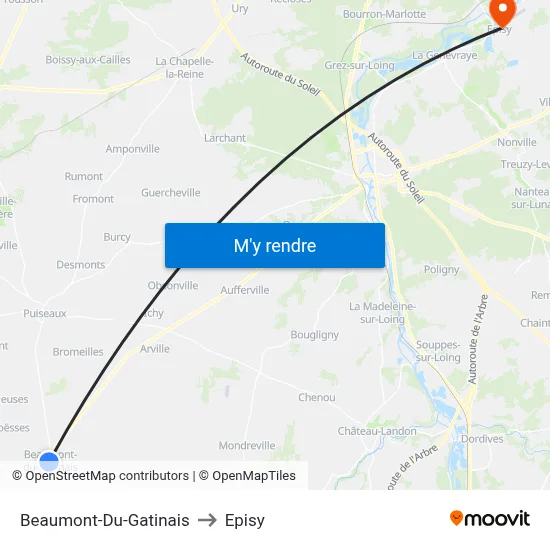 Beaumont-Du-Gatinais to Episy map