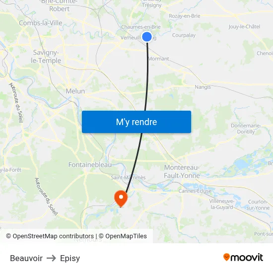 Beauvoir to Episy map