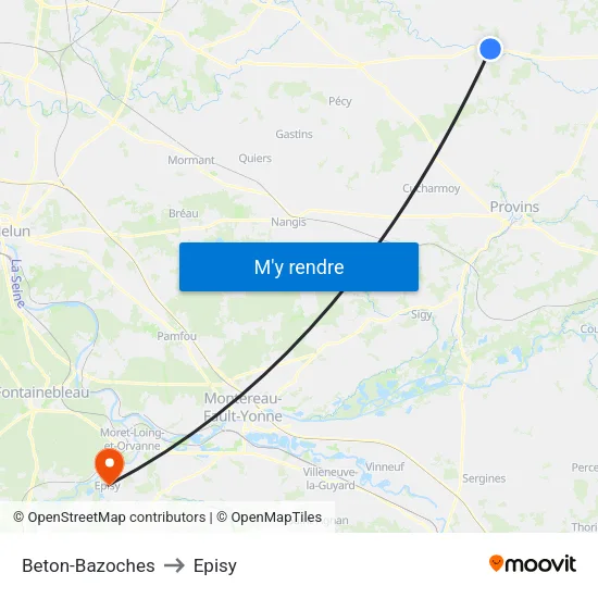 Beton-Bazoches to Episy map