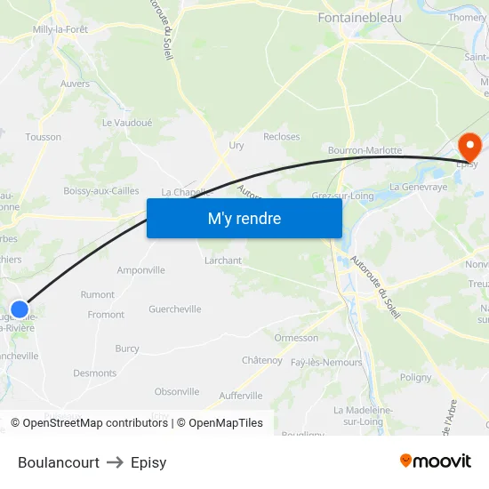Boulancourt to Episy map
