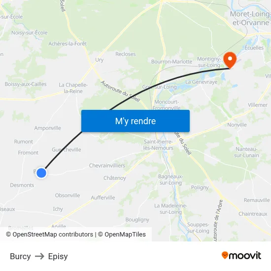 Burcy to Episy map