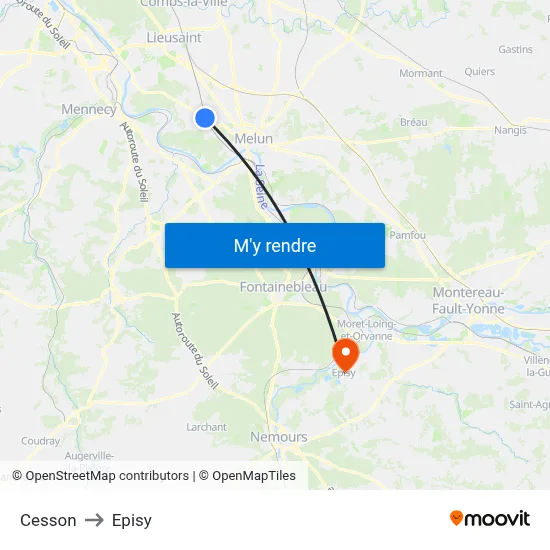 Cesson to Episy map