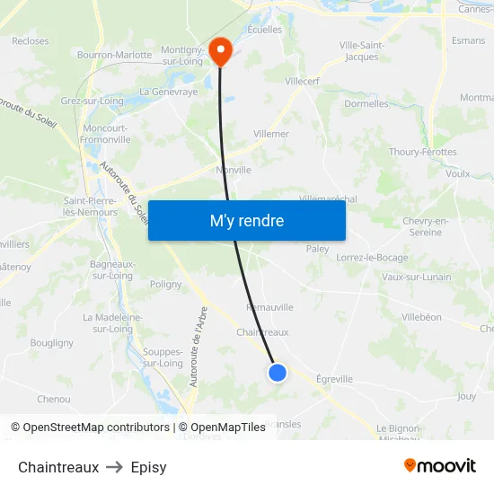 Chaintreaux to Episy map