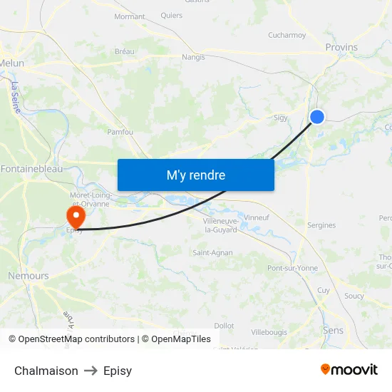 Chalmaison to Episy map