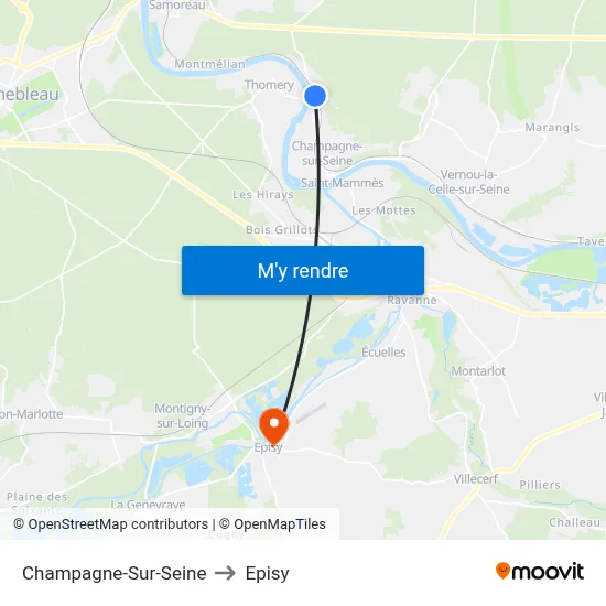 Champagne-Sur-Seine to Episy map
