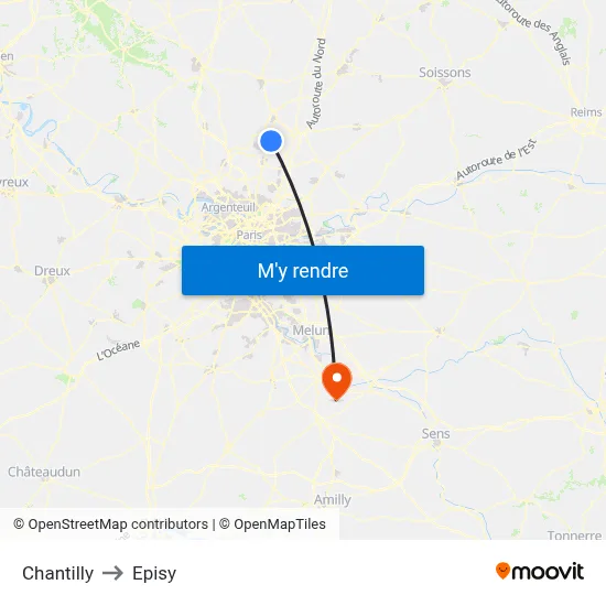 Chantilly to Episy map