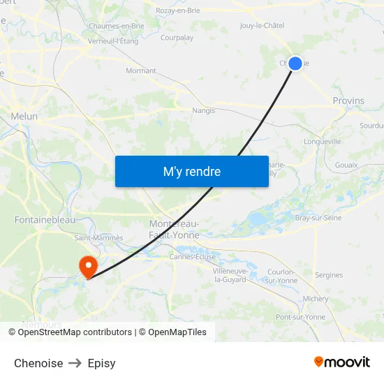 Chenoise to Episy map