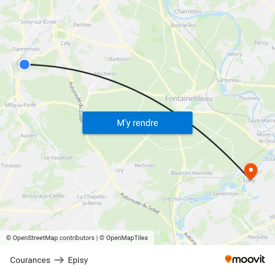 Courances to Episy map