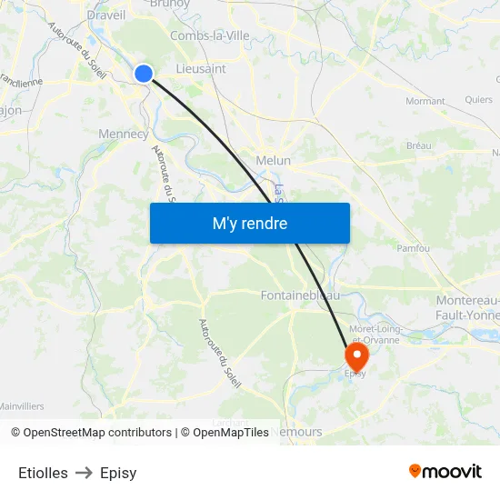 Etiolles to Episy map