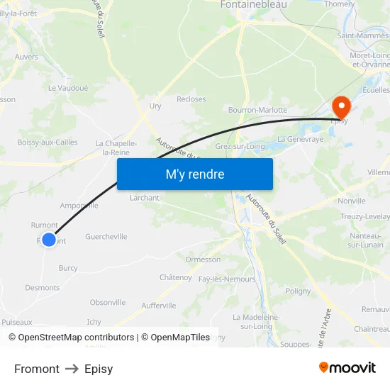 Fromont to Episy map