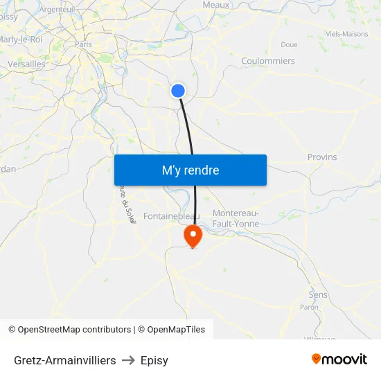Gretz-Armainvilliers to Episy map