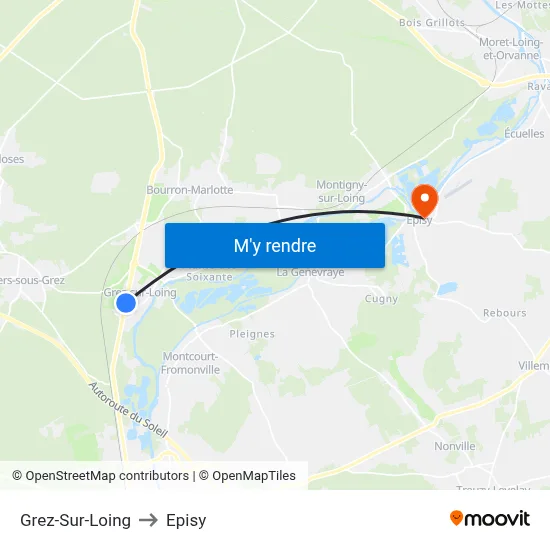 Grez-Sur-Loing to Episy map