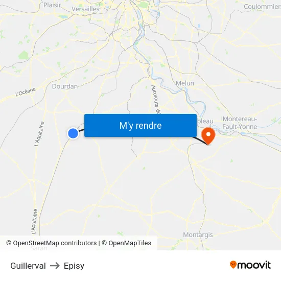 Guillerval to Episy map