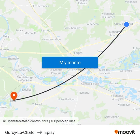 Gurcy-Le-Chatel to Episy map