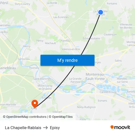 La Chapelle-Rablais to Episy map