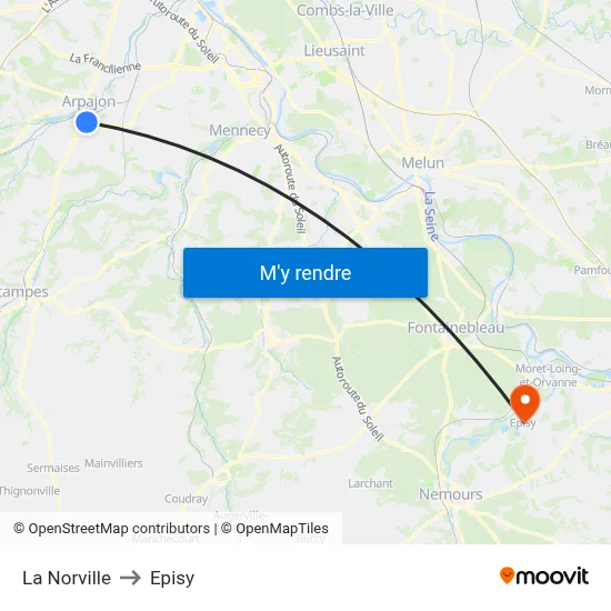 La Norville to Episy map