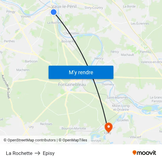 La Rochette to Episy map