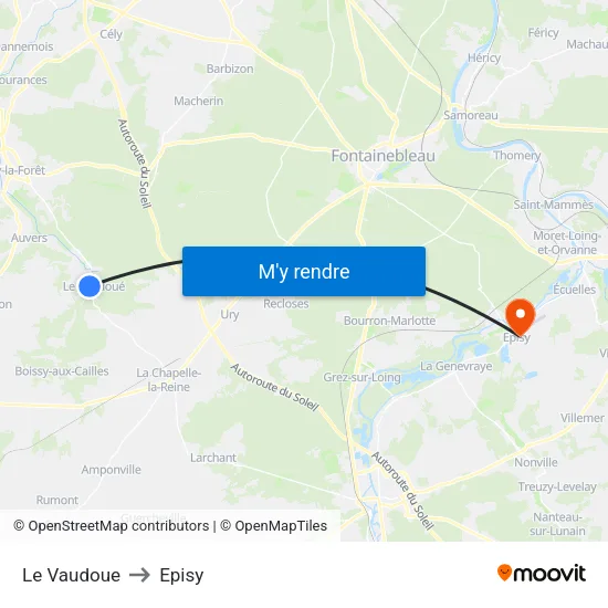 Le Vaudoue to Episy map