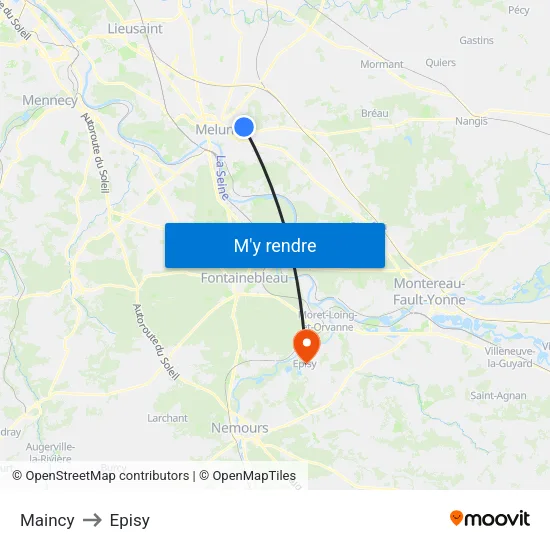 Maincy to Episy map