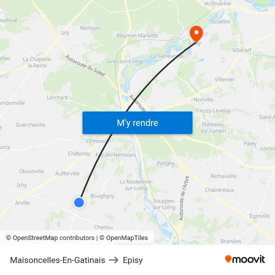 Maisoncelles-En-Gatinais to Episy map
