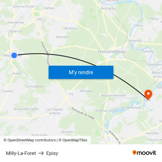 Milly-La-Foret to Episy map