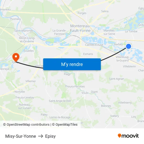 Misy-Sur-Yonne to Episy map
