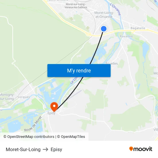 Moret-Sur-Loing to Episy map