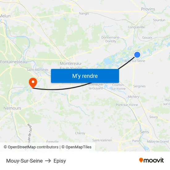 Mouy-Sur-Seine to Episy map