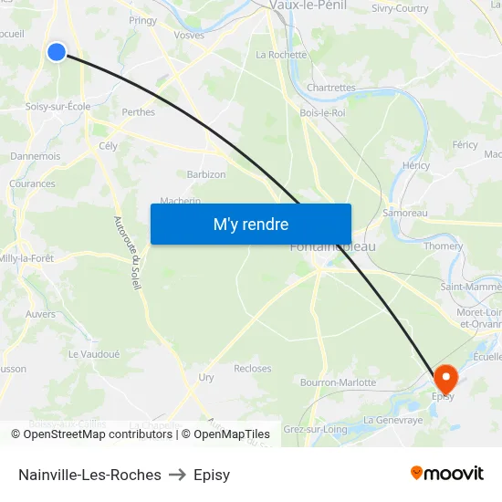 Nainville-Les-Roches to Episy map