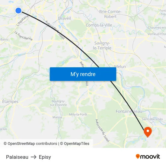 Palaiseau to Episy map