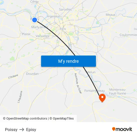 Poissy to Episy map