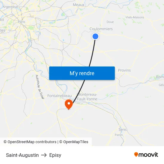 Saint-Augustin to Episy map