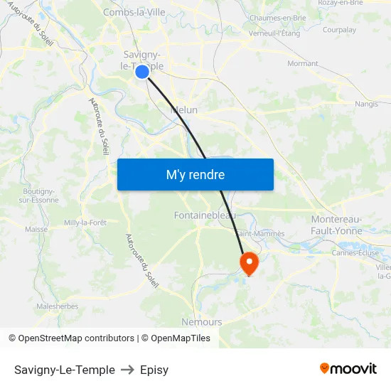 Savigny-Le-Temple to Episy map