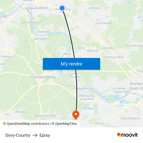 Sivry-Courtry to Episy map