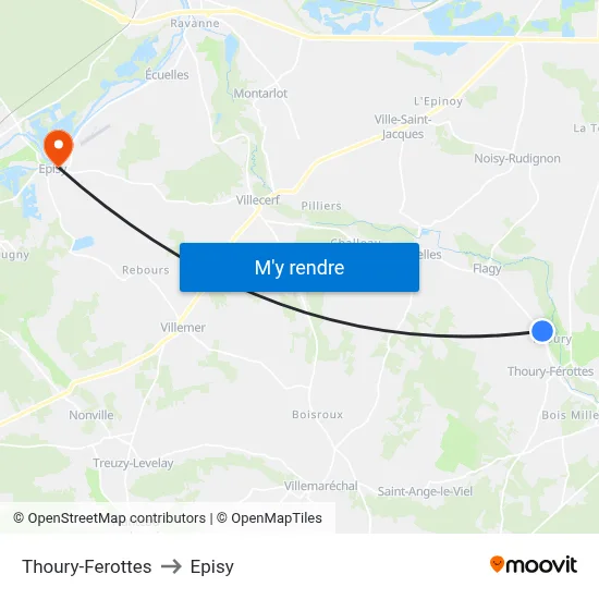 Thoury-Ferottes to Episy map