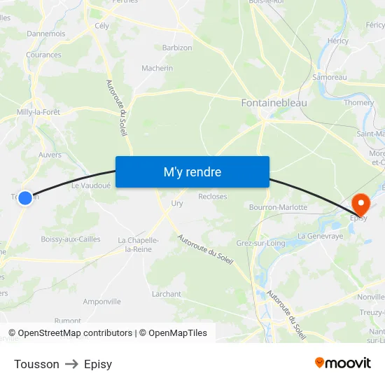 Tousson to Episy map