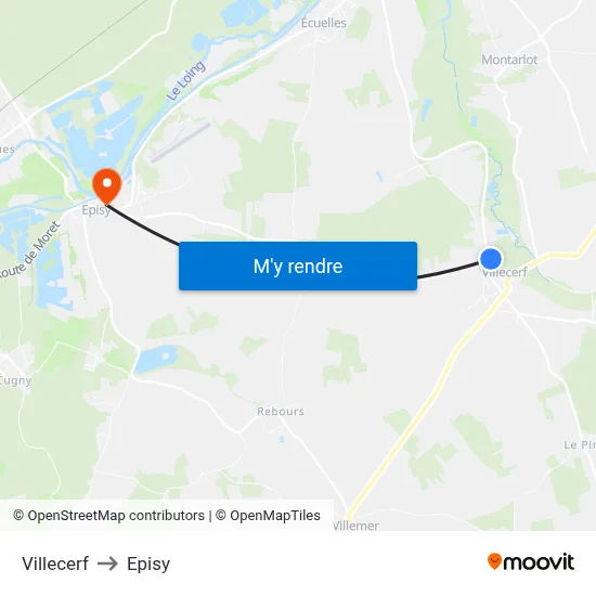 Villecerf to Episy map