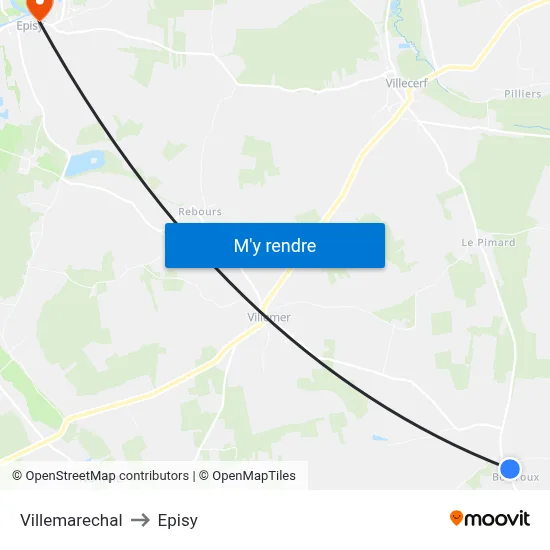 Villemarechal to Episy map