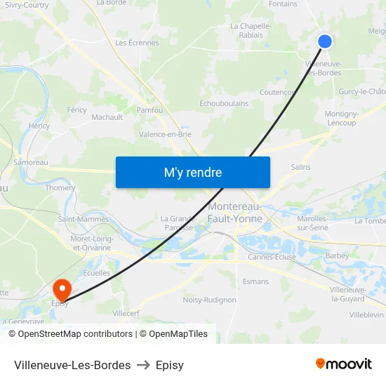 Villeneuve-Les-Bordes to Episy map