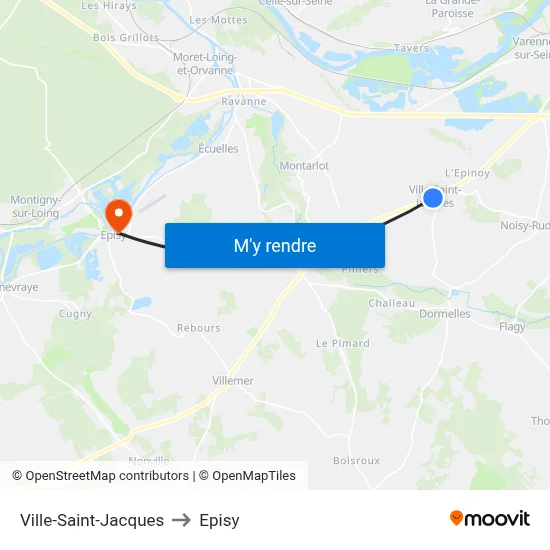 Ville-Saint-Jacques to Episy map