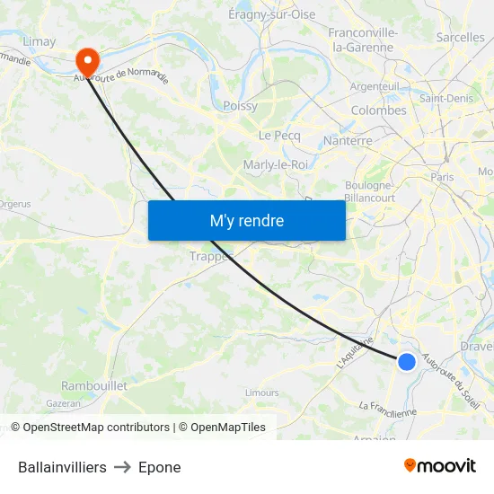 Ballainvilliers to Epone map