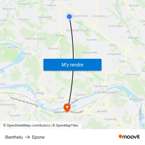 Banthelu to Epone map