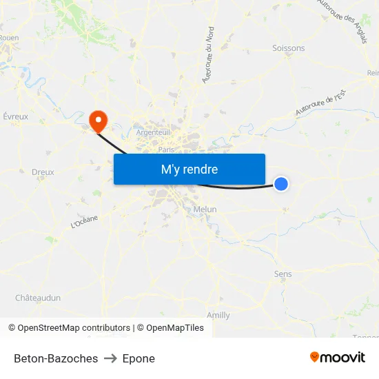 Beton-Bazoches to Epone map