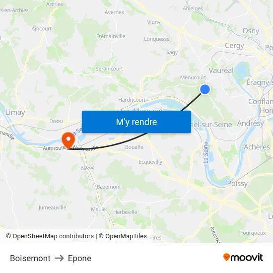 Boisemont to Epone map
